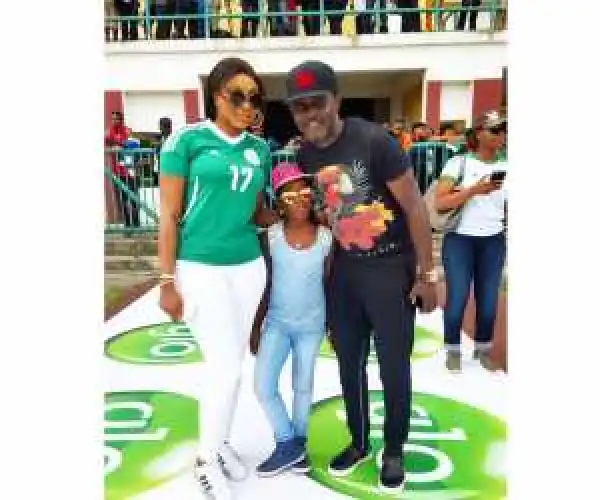 Lovely Photo Of Comedian AY And His Family At Balogun Stadium